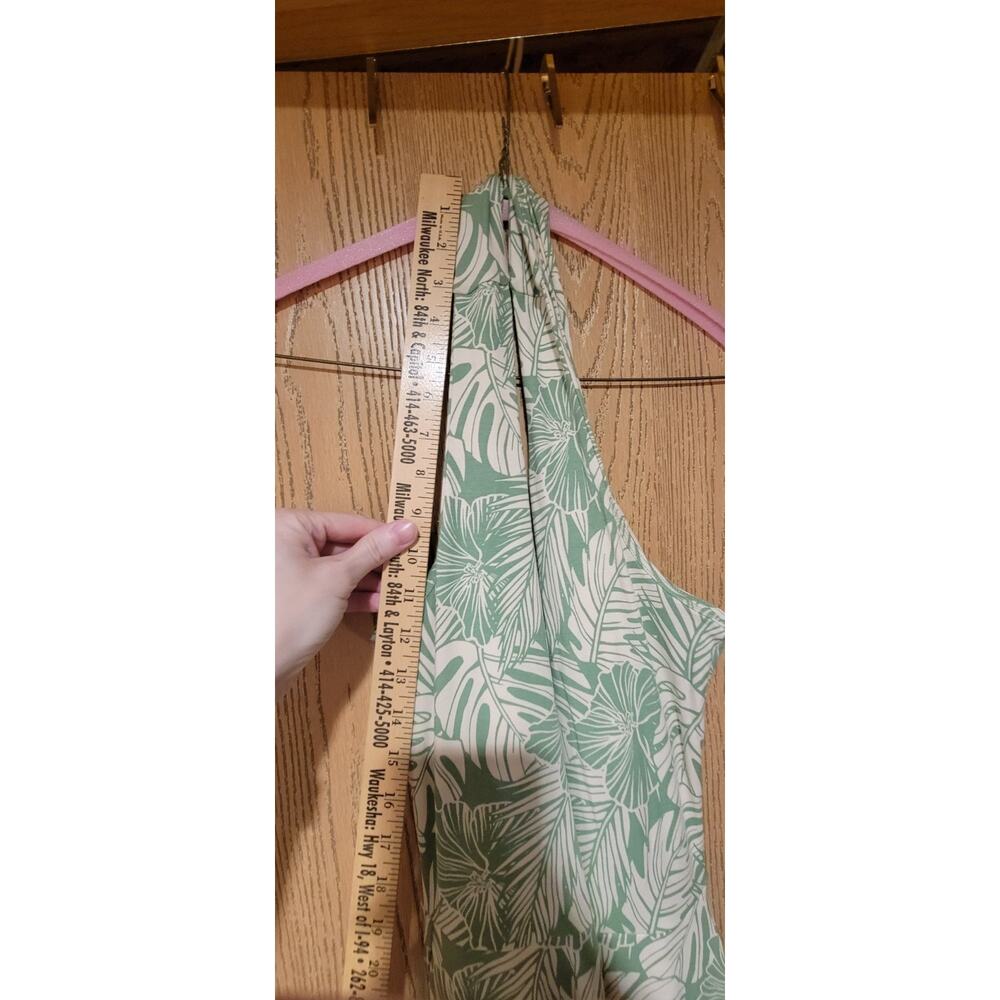 Pact Green Tropical Print Maxi Dress Womens Large Fit & Flare Open Back Organic - Picture 7 of 10